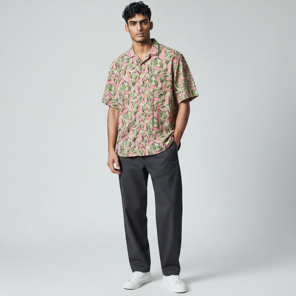 Netflix Stranger‎ Things Jim Hopper Hawaiian Shirt XS Pink Green Costume